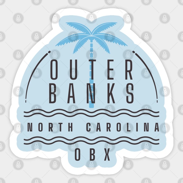 Retro Outer Banks Palm Tree Vibes Sticker by BackintheDayShirts